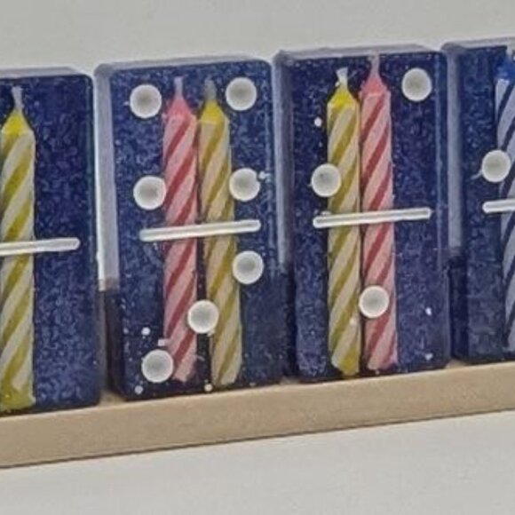 Exclusive  Chunky Birthday Candle Dominos Epoxy Resin Double-Six Set of 28 - Picture 1 of 5